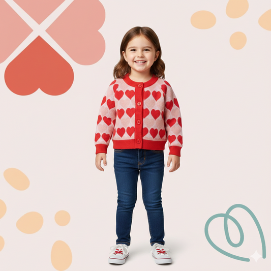 Hearts print cardigan