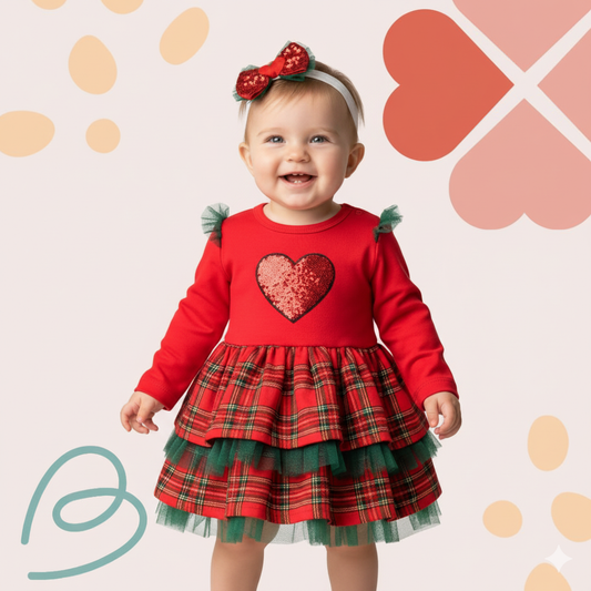 Christmas cotton dress with a headband