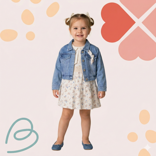 Dress with denim jacket