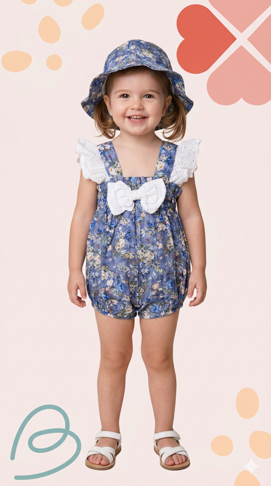 Romper with a bucket hat