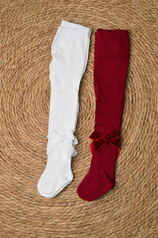 Tights with side ankle bows