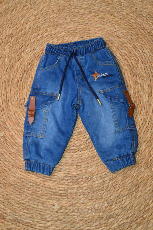 Fleece denim pants