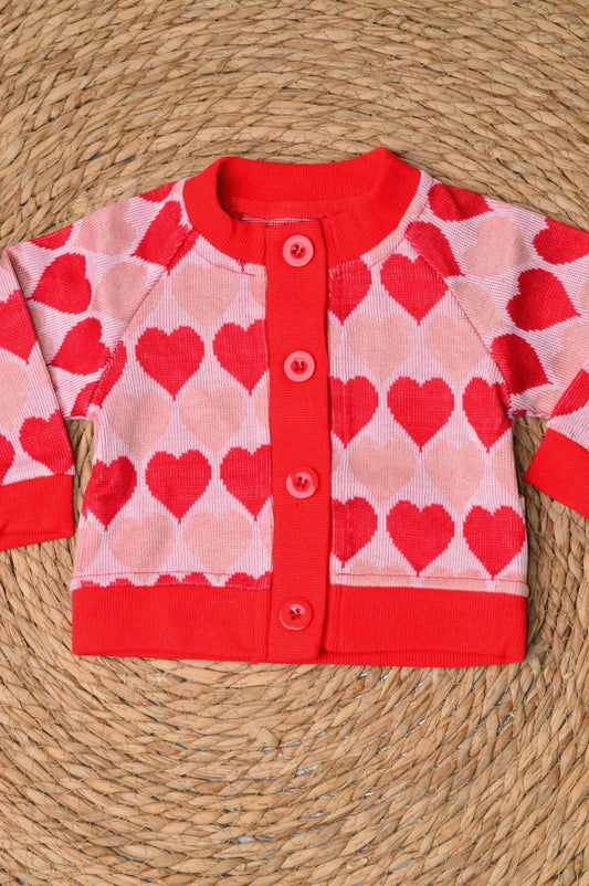 Hearts print cardigan