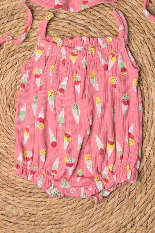 Romper with bucket hat