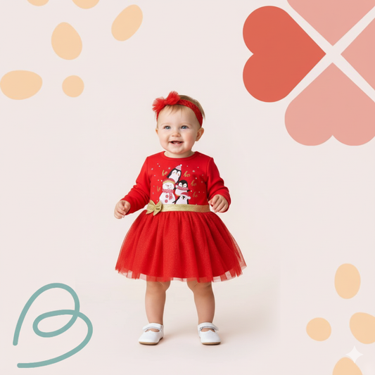 Christmas fleeced dress with a headband