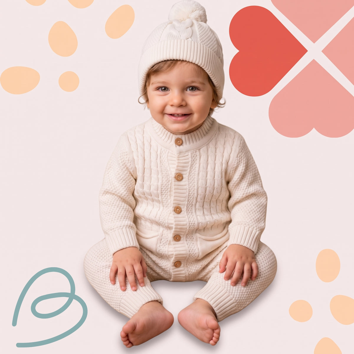 Wool overall with a beanie, photo 1