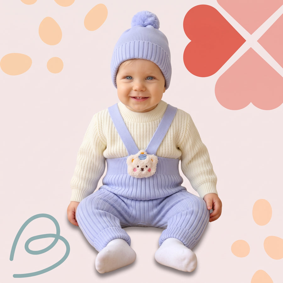 Wool salopette 2 pieces with a beanie