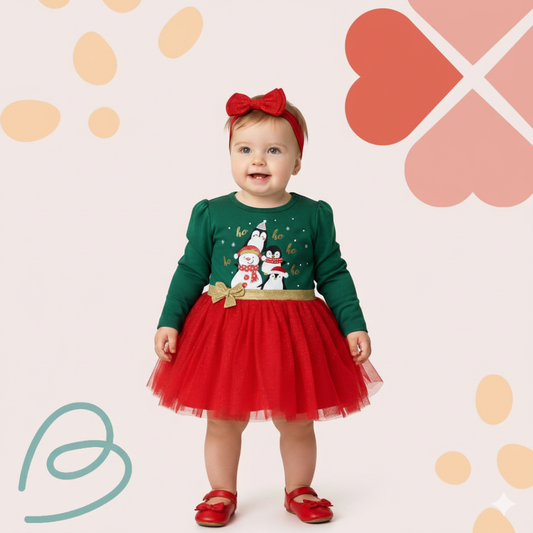 Christmas fleeced dress with a headband