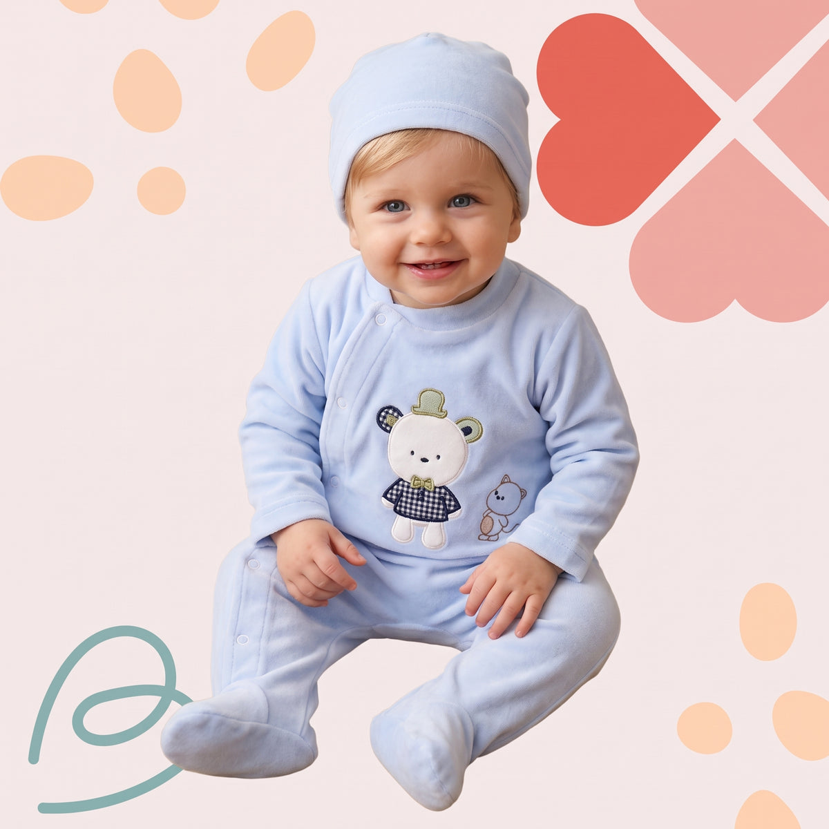 Velvet overall with a beanie, photo 1