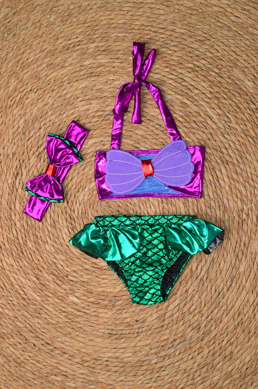 2 pieces metallic swimsuit with a headband, photo 2